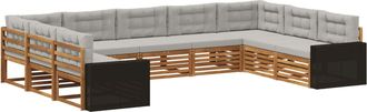 vidaXL Conjunto De Sof&aacute;s De Exterior 9 Uds. Natural Y Gris Claro Vidaxl
