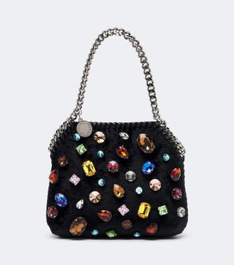 Stella McCartney Falabella Tiny embellished velvet shoulder bag