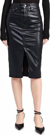 Veronica Beard Breves Coated Midi Skirt In Black High Gloss