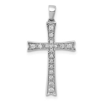 Diamond2Deal 14k White Gold 1/5 carat Diamond Cross Pendant