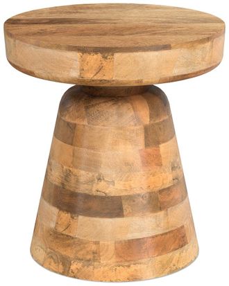Simpli Home Robbie Solid Mango Wood 16In Round Boho Contemporary Rustic Accent Table