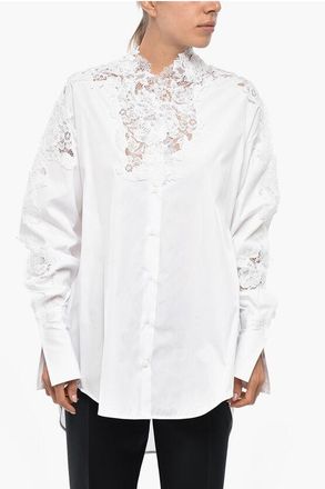 Ermanno Scervino Camicia in Popeline con Inserti in Pizzo taglia 36