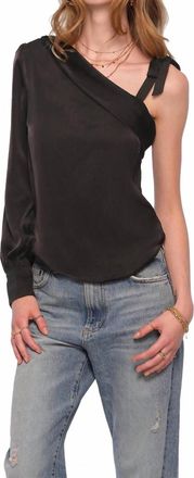 Heartloom Reyna Satin Asymmetric One Sleeve Top In Black