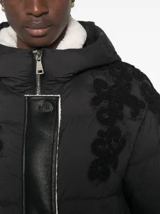 Ermanno Scervino Floral-Appliqu&eacute; Quilted Down Jacket - Black