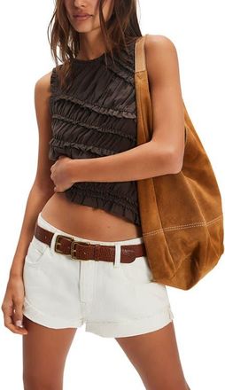 Free People Pink Sands Smocked Asymmetric Tank in Chocolate at Nordstrom, Size X-Small