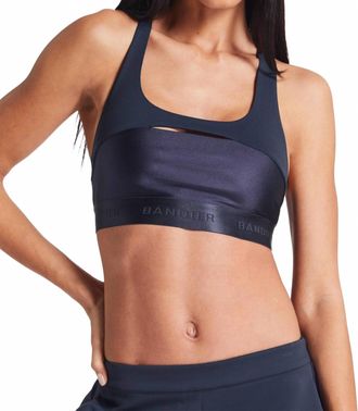 Bandier Sports Logo Bra In Navy Blazer