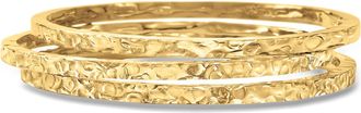Ross-Simons Italian 18kt Gold Over Sterling Jewelry Set: 3 Hammered Bangle Bracelets