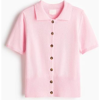 H&M Short-sleeved Cardigan in Light Pink at Nordstrom, Size Xx-Large