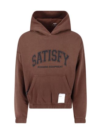 SATISFY Cropped Brown Hoodie with Kangaroo Pocket and Zipper Detail