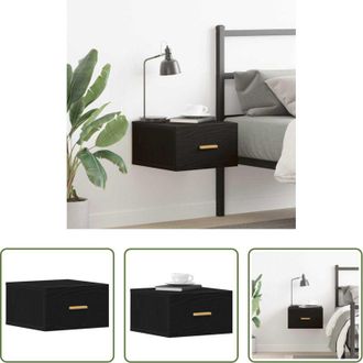 vidaXL vidaXL Comodino per camera da letto - Mobiletto da comodino a parete Rovere Nero 35 x 35 x 20 cm