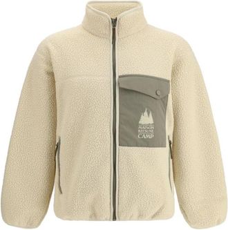 Maison Kitsun&eacute; Casual Fleece Jacket - Heren - Vesten met rits - Beige - XL - Polyester - Hoodies & sweatvesten