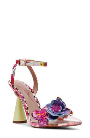 Betsey Johnson Chelsie Floral Ankle Strap Sandal in White Multi at Nordstrom, Size 9.5