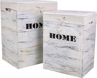 Wanderlust Deco Cestos Ropa De Madera Set 2 Pzas 40x30x54-34x26x47