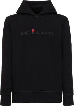 Kiton Katoenen Hoodie met Logo Print aan de Voorkant - Heren - Hoodies - Zwart - XL - Katoen - Hoodies & sweatvesten