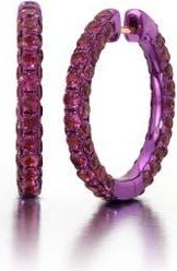 Graziela Large Rhodolite & Magenta Rhodium 3 Sided Hoops in Purple at Nordstrom