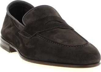Brunello Cucinelli Mens Brown Calfskin Slip-On Loafers