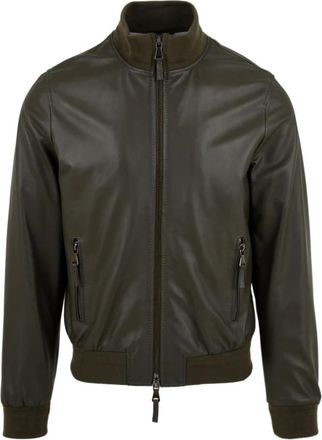 The Jack Leathers Derek Rib Tank Groene Leren Jassen - Heren - Leren en Su&egrave;de Jassen - Groen - 2XL - Leer - Jassen