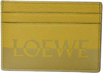 Loewe Pre-owned Signature Plain Kalfsleer Kaarthouder - Dames - Vintage Accessoires - Geel - ONE Size - Leer - Vintage