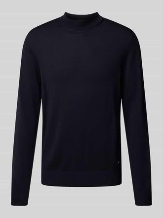 Joop Strickpullover aus Schurwolle mit Stehkragen Modell Davide in Marine, Gr&ouml;&szlig;e L