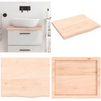 vidaXL Piano Bagno 60x50x(2-4) cm in Legno Massello Non Trattato - Piano in legno massello - Piano per bagno