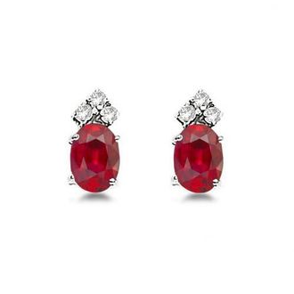 Allurez Oval Stud Earrings 14k in Ruby at Nordstrom