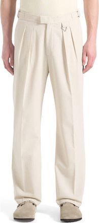 Mani&egrave;re De Voir Pierre Relaxed Fit Linen Pleated Tailored Trousers in Natural at Nordstrom, Size 36