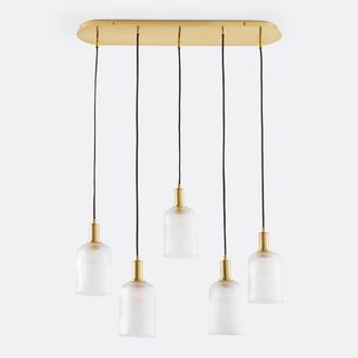 La Redoute Interieurs Hanglamp in messing en geribbeld glas, Bogota