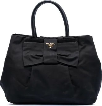 Prada Black Tessuto Fiocco Bow Tote