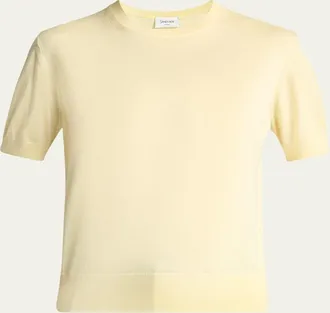 Saint Laurent Wool-Cashmere Short-Sleeve Top
