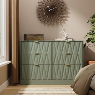 Welcome Furniture Ottawa Ready Assembled 6 Drawer Wide Chest in Reed Green - Welcome Furniture | TJ Hughes