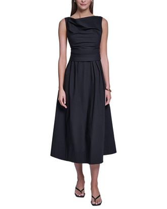 Halston Heritage Sleeveless Cotton Pleated Fit and Flare