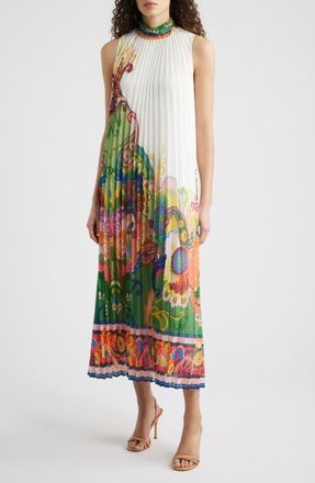 Elie Tahari The Reilley Placed Paisley Pleated Dress in Celestial Paisley Print at Nordstrom, Size X-Small