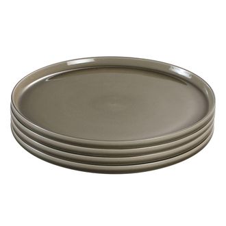SIA D&eacute;co Juego de 4 platos llanos de gres verde d28