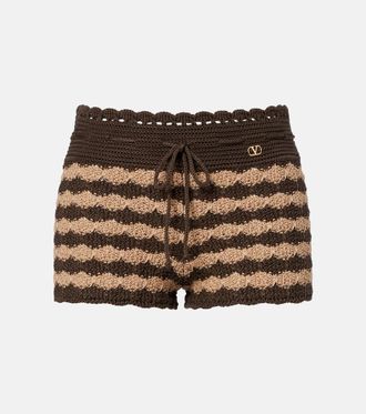 Valentino Striped knitted cotton shorts