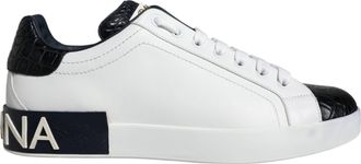 Dolce & Gabbana White Leather Logo Portofino Sneaker Mens Shoes (Pre-Owned)