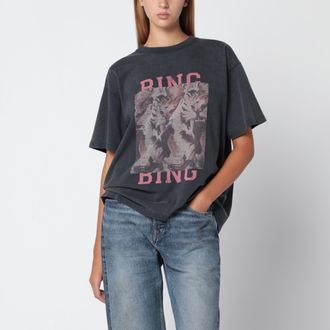 Anine Bing T-shirt Cade nera slavata in cotone