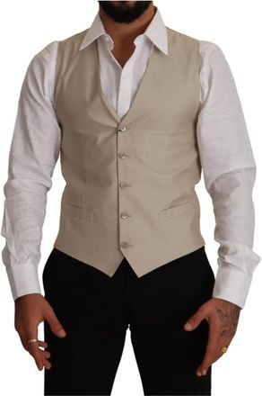 Dolce & Gabbana Formal Dress Suit Vest - Heren - Gillet - Beige - M - Katoen - Kostuums