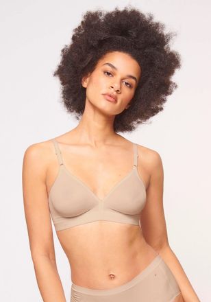 Triumph B&uuml;gelloser BH TRIUMPH Micro Fun, Damen, Gr. 75, Cup B, beige, Microtouch, Obermaterial: 82% Polyamid, 18% Elasthan (LYCRA), bedruckt, leicht gl&auml;nzend,