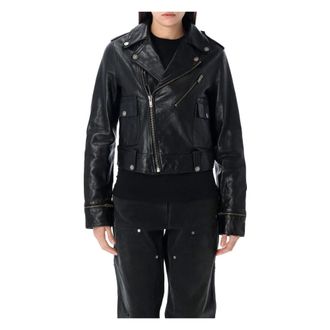 Golden Goose Leather Jackets, female, Black, S, Nevada Leather Biker Jacket
