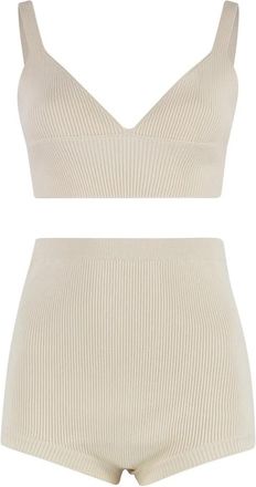 Red Valentino Geribbeld ondergoed set in viscose polyamide - Dames - Ondergoed - Beige - XS - Ondergoed