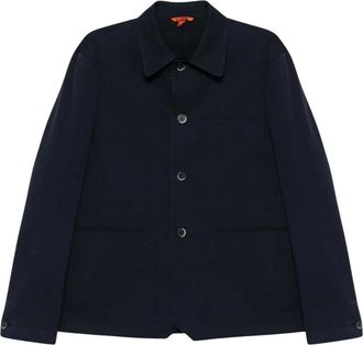 Barena Katoenen overshirt met opgestikte zakken - Heren - Zomerjassen - Blauw - S - Katoen - Jassen
