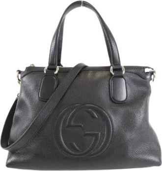 Gucci Pre-owned Handbags, female, Black, Size: ONE SIZE Pre-owned Leather Handbag