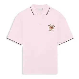 Dr&ocirc;le de Monsieur Polo Shirts, male, Pink, Size: XL Le Polo Piqu&eacute; Slogan Rose