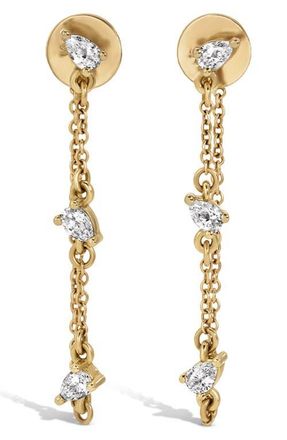 Adina Reyter Lab Grown Pear Cut Diamond Chain Drop Earrings in 14K Yellow Gold at Nordstrom