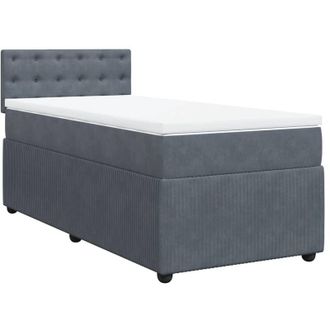 vidaXL Cama Box Spring Con Colch&oacute;n Terciopelo Gris Oscuro 100x200 Cm Vidaxl