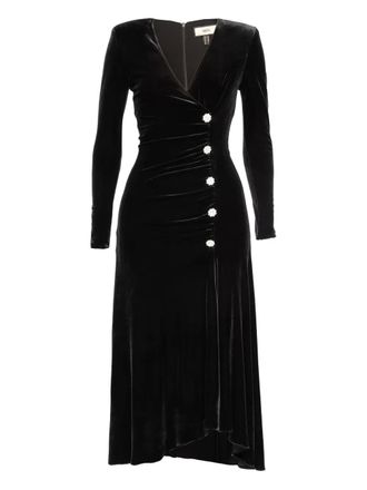 Nissa crystal-embellished velvet midi dress - Black