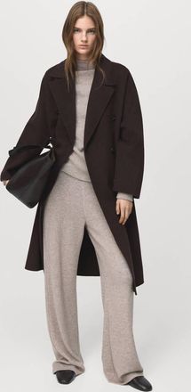 Mango Pantaloni diritti vita elasticizzata marrone medio - Donna - S - MANGO