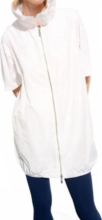 Joseph Ribkoff Shirred Collar Zip Up Cocoon Vest In Vanilla