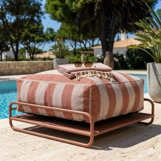 Oviala Puf a rayas muebles de jard&iacute;n modulares con estructura terracota