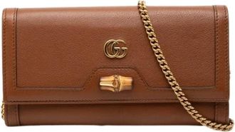 Gucci Pre-owned Wallet on Chain - Dames - Vintage Schoudertas - Bruin - ONE Size - Leer - Vintage